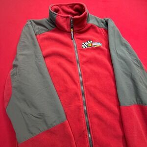 Vintage Y2K Essex NASCAR Racing Fleece Jacket Mens XL Red Grey Full Zip 90s